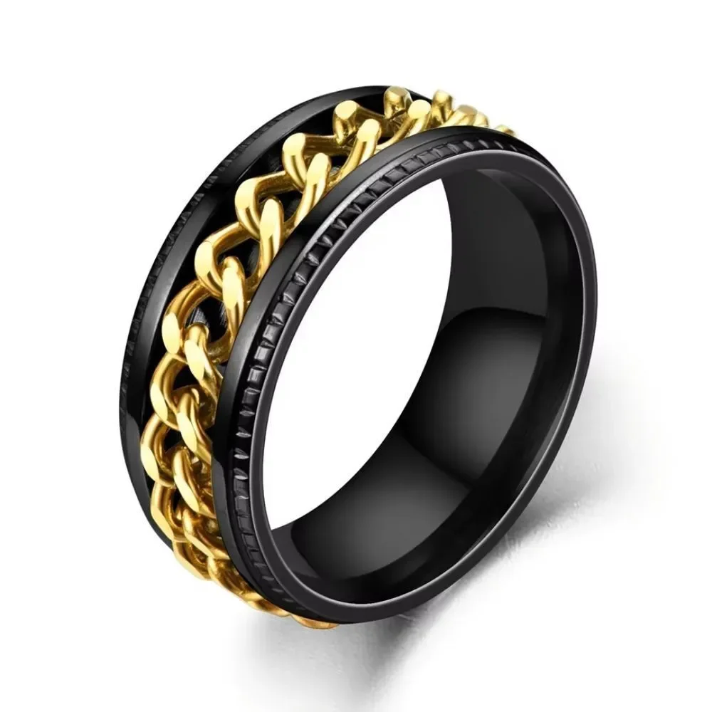 💕 $6 Bundled Black and Gold Chain Anxiety Ring Sz. 11